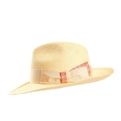 E.Marinella Cappelli|Cappelli|PANAMA MODELLO AMEDEO DETTAGLI IN SETA ARANCIO, 55 CM E. marinella x borsalino
