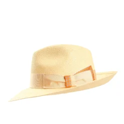 E.Marinella Cappelli|Cappelli|PANAMA MODELLO AMEDEO DETTAGLI IN SETA ARANCIO, 56 CM E. marinella x borsalino