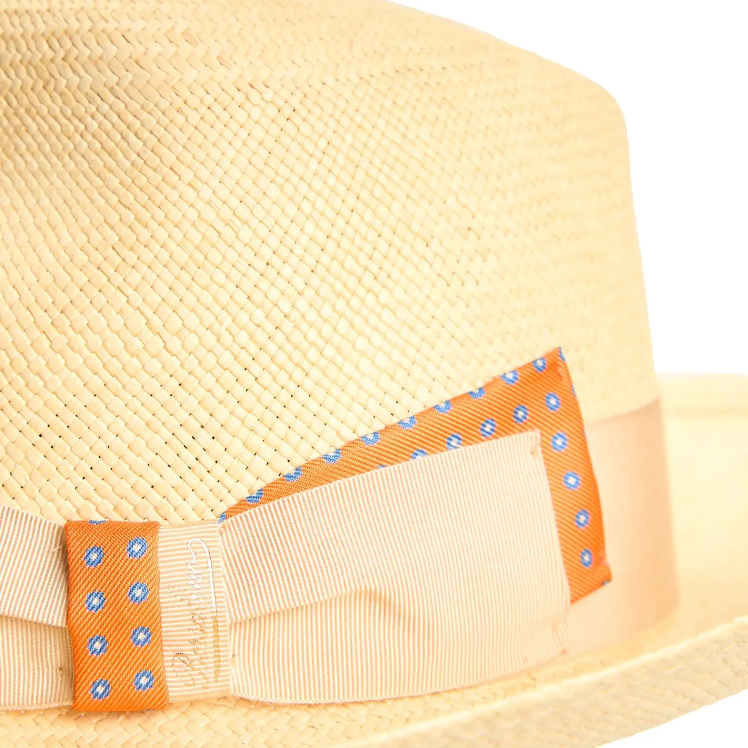 E.Marinella Cappelli|Cappelli|PANAMA MODELLO AMEDEO DETTAGLI IN SETA ARANCIO, 56 CM E. marinella x borsalino