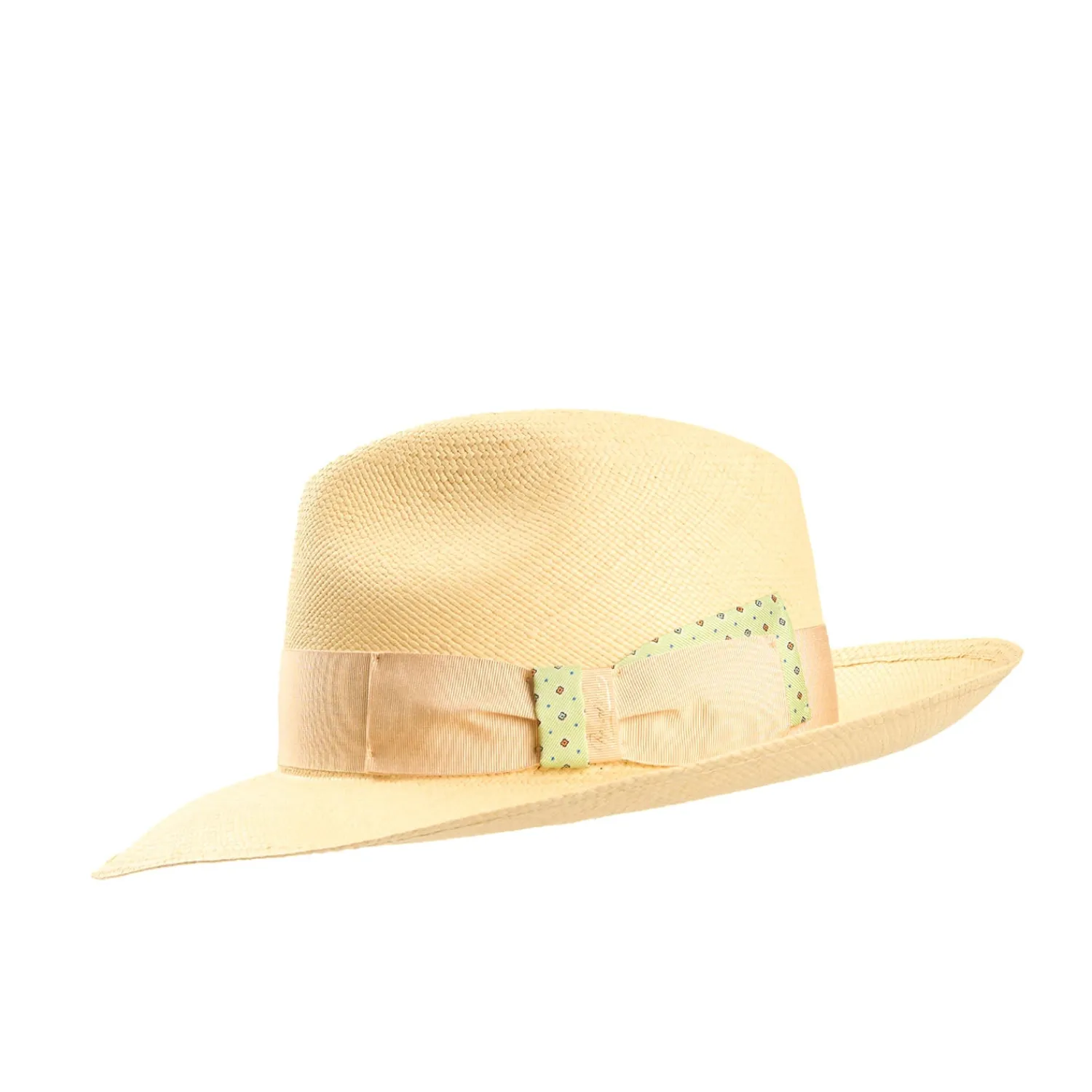 E.Marinella Cappelli|Cappelli|PANAMA MODELLO AMEDEO DETTAGLI IN SETA VERDE, 56 CM E. marinella x borsalino