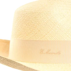 E.Marinella Cappelli|Cappelli|PANAMA MODELLO AMEDEO DETTAGLI IN SETA BLU, 60 CM E. marinella x borsalino