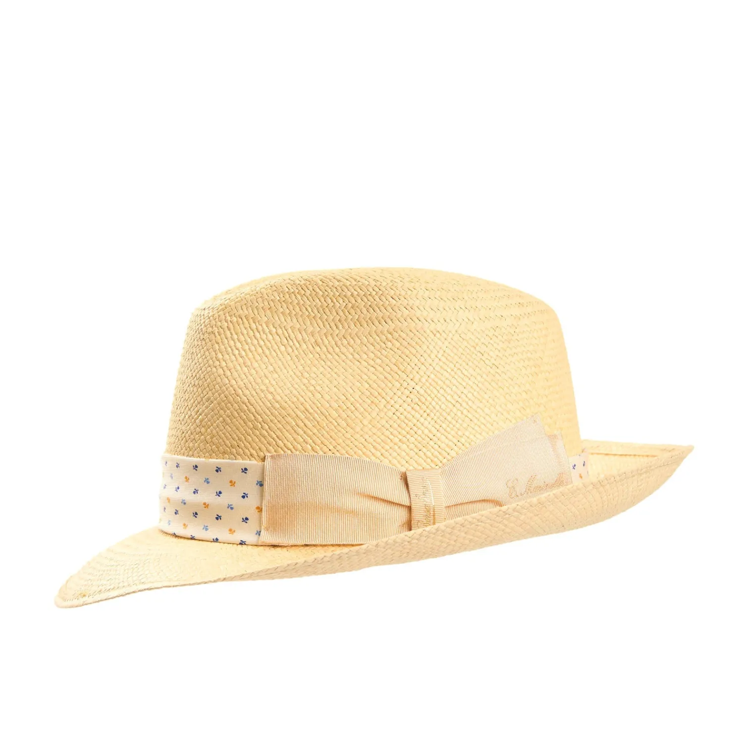 E.Marinella Cappelli|Cappelli|PANAMA MODELLO FEDERICO CON CINTA IN SETA BIANCA, 56 CM E. marinella x borsalino