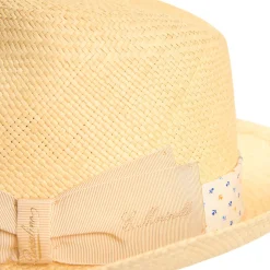 E.Marinella Cappelli|Cappelli|PANAMA MODELLO FEDERICO CON CINTA IN SETA BIANCA, 56 CM E. marinella x borsalino