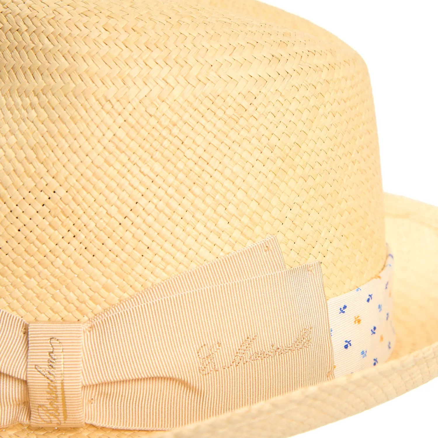 E.Marinella Cappelli|Cappelli|PANAMA MODELLO FEDERICO CON CINTA IN SETA BIANCA, 56 CM E. marinella x borsalino