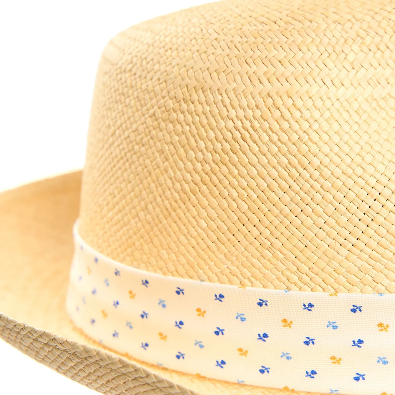 E.Marinella Cappelli|Cappelli|PANAMA MODELLO FEDERICO CON CINTA IN SETA BIANCA, 56 CM E. marinella x borsalino