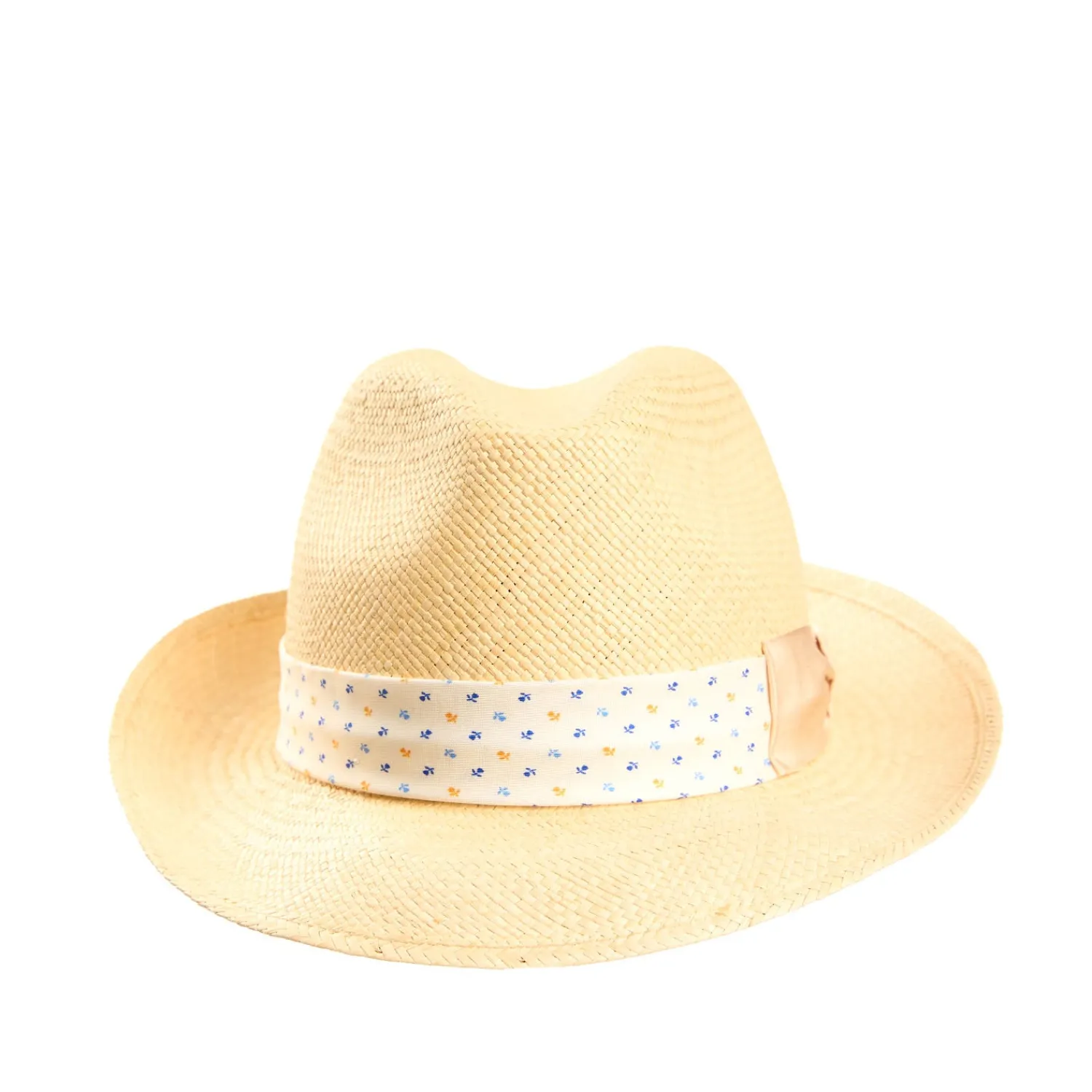 E.Marinella Cappelli|Cappelli|PANAMA MODELLO FEDERICO CON CINTA IN SETA BIANCA, 56 CM E. marinella x borsalino