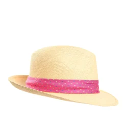 E.Marinella Cappelli|Cappelli|PANAMA MODELLO FEDERICO CON CINTA IN SETA FUCSIA, 56 CM E. marinella x borsalino