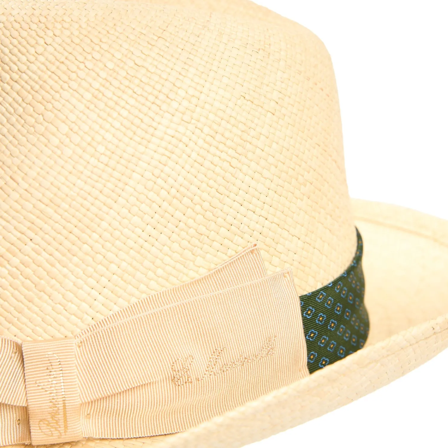 E.Marinella Cappelli|Cappelli|PANAMA MODELLO FEDERICO CON CINTA IN SETA VERDE, 58 CM E. marinella x borsalino