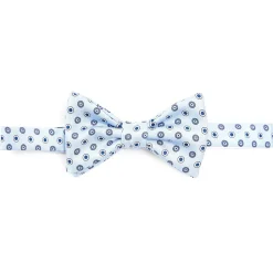 E.Marinella Papillon|PAPILLON ANNODATO IN SETA AZZURRA Microfantasia geometrica