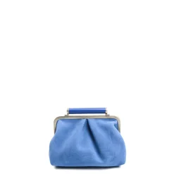 E.Marinella Mini Bag|PARTY CLUTCH AZZURRO POLVERE In camoscio e pelle