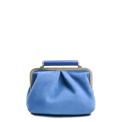 E.Marinella Mini Bag|PARTY CLUTCH AZZURRO POLVERE In camoscio e pelle