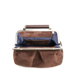 E.Marinella Mini Bag|PARTY CLUTCH TESTA MORO In camoscio e pelle