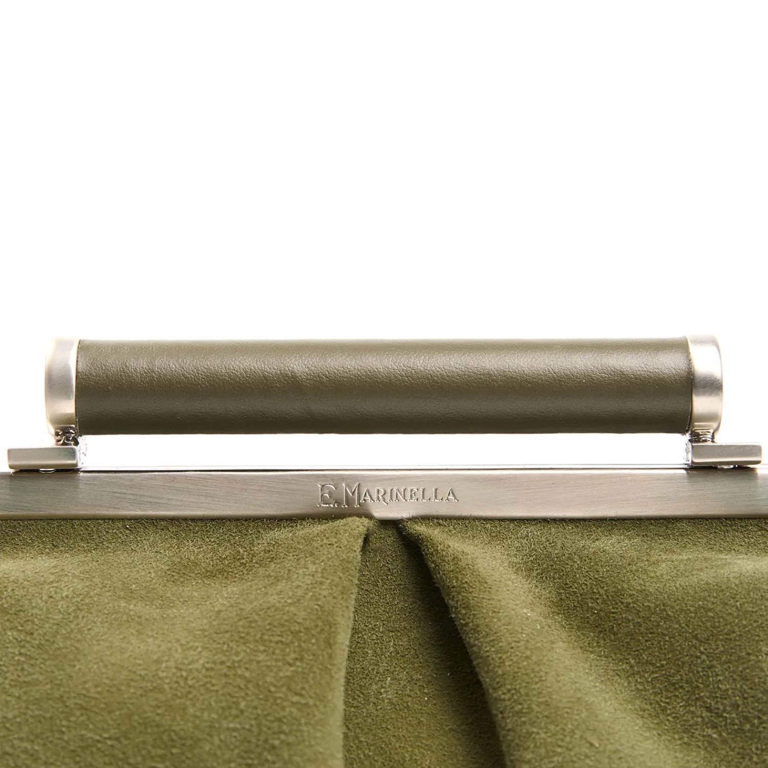 E.Marinella Mini Bag|PARTY CLUTCH VERDE OLIVA In camoscio e pelle