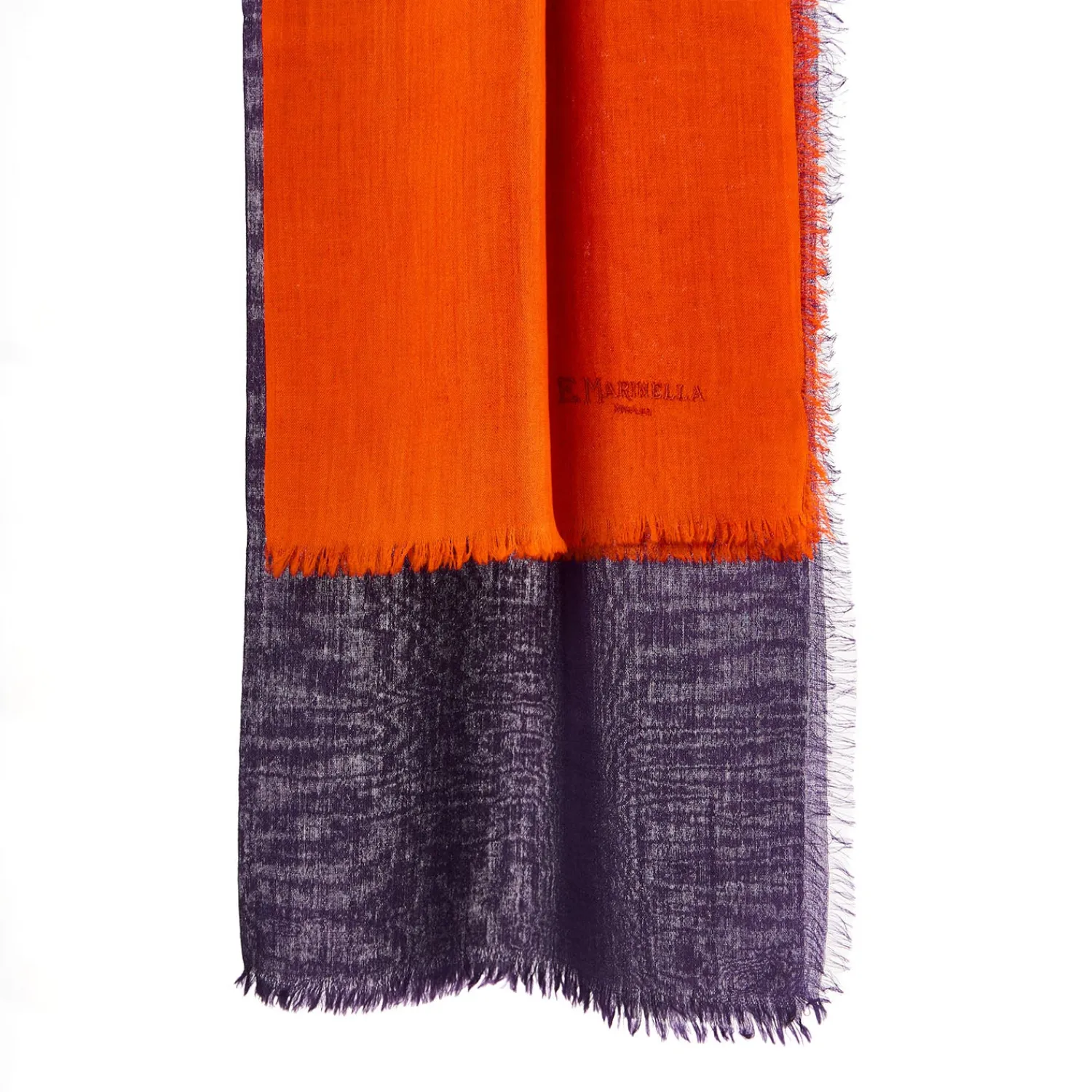 E.Marinella Sciarpe Invernali|PASHMINA ARANCIONE E VIOLA EFFETTO SFUMATO In cashmere