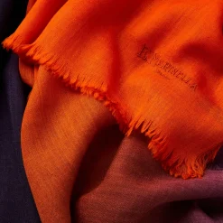 E.Marinella Sciarpe Invernali|PASHMINA ARANCIONE E VIOLA EFFETTO SFUMATO In cashmere