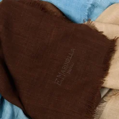 E.Marinella Sciarpe Invernali|Sciarpe Invernali|PASHMINA AZZURRA E MARRONE EFFETTO SFUMATO In cashmere