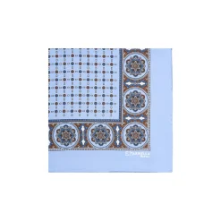 E.Marinella Pochette Da Taschino|POCHETTE DA TASCHINO IN SETA STAMPATA A MANO AZZURRA Microfantasia fiore