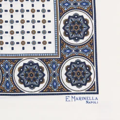 E.Marinella Pochette Da Taschino|POCHETTE DA TASCHINO IN SETA STAMPATA A MANO BIANCA Microfantasia fiore