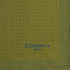 E.Marinella Pochette Da Taschino|POCHETTE DA TASCHINO IN SETA STAMPATA A MANO VERDE OLIVA Pois
