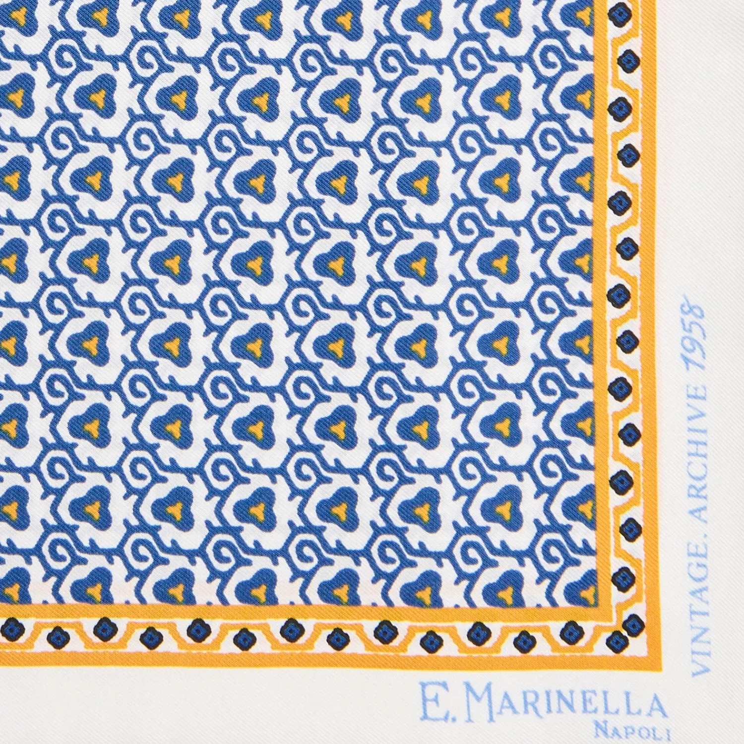 E.Marinella Pochette Da Taschino|POCHETTE DA TASCHINO IN SETA STAMPATA A MANO BIANCA Fantasia archivio 1958