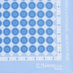 E.Marinella Pochette Da Taschino|POCHETTE DA TASCHINO IN SETA STAMPATA A MANO AZZURRO Fantasia archivio 1959