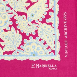E.Marinella Pochette Da Taschino|POCHETTE DA TASCHINO IN SETA STAMPATA A MANO FUCSIA Fantasia archivio 1975