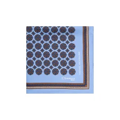 E.Marinella Pochette Da Taschino|POCHETTE DA TASCHINO IN SETA STAMPATA A MANO AZZURRA Fantasia archivio 1946