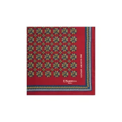 E.Marinella Pochette Da Taschino|POCHETTE DA TASCHINO IN SETA STAMPATA A MANO BORDEAUX Fantasia archivio 1946