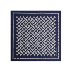 E.Marinella Pochette Da Taschino|POCHETTE DA TASCHINO IN SETA STAMPATA A MANO BLU SCURO Fantasia archivio 1930