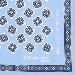 E.Marinella Pochette Da Taschino|POCHETTE DA TASCHINO IN SETA STAMPATA A MANO AZZURRA Fantasia archivio 1930