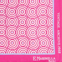 E.Marinella Pochette Da Taschino|POCHETTE DA TASCHINO IN SETA STAMPATA A MANO FUCSIA Fantasia archivio 1968