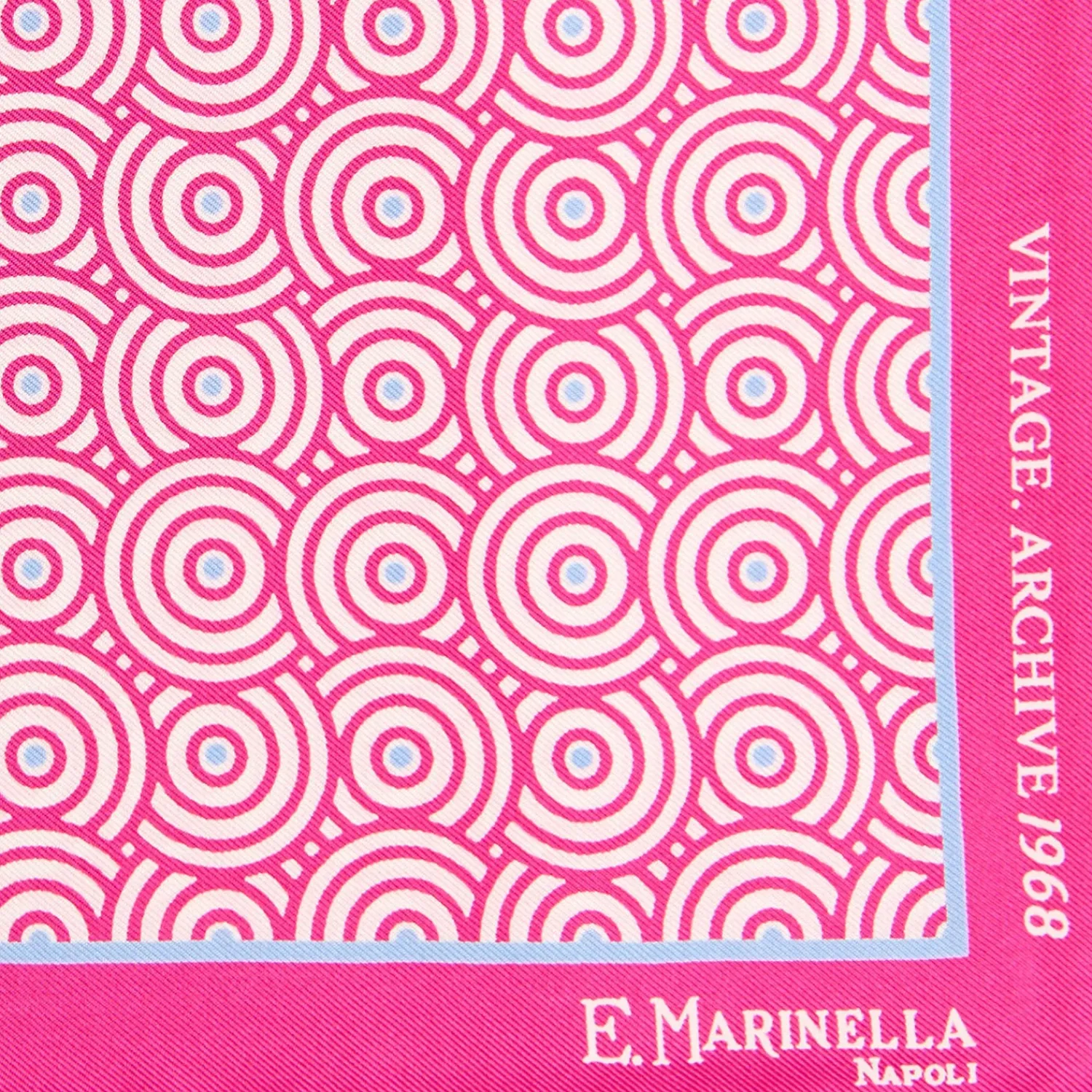 E.Marinella Pochette Da Taschino|POCHETTE DA TASCHINO IN SETA STAMPATA A MANO FUCSIA Fantasia archivio 1968