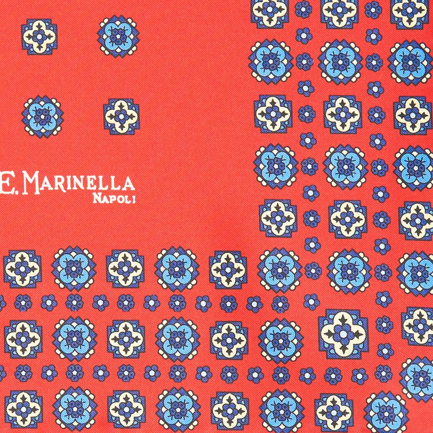 E.Marinella Pochette Da Taschino|POCHETTE DA TASCHINO IN SETA STAMPATA A MANO ARANCIONE Macrofantasia fiore