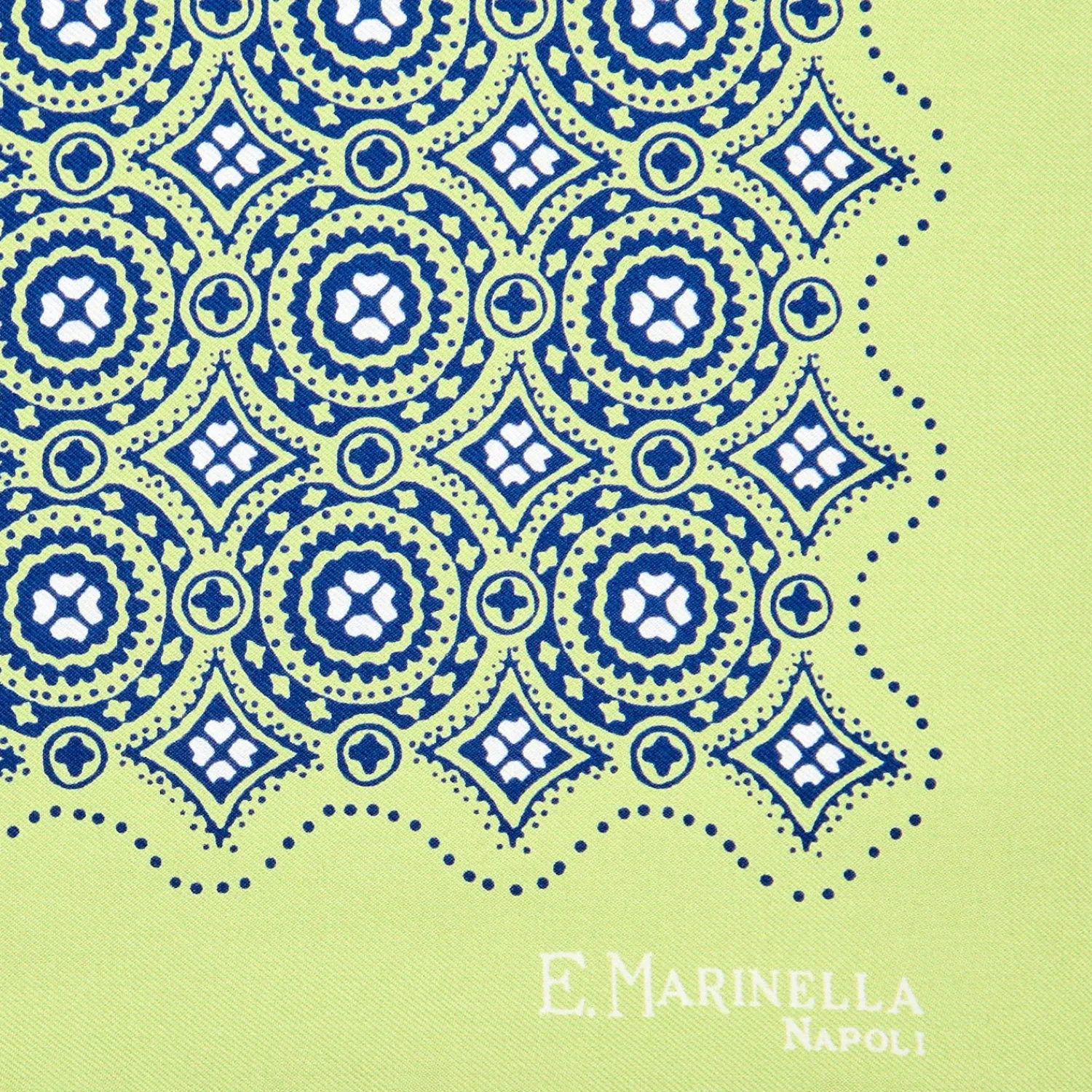 E.Marinella Pochette Da Taschino|POCHETTE DA TASCHINO IN SETA STAMPATA A MANO VERDE CHIARO Macrofantasia fiore