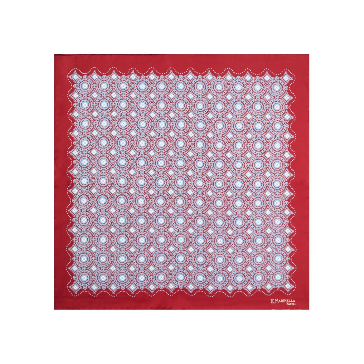 E.Marinella Pochette Da Taschino|POCHETTE DA TASCHINO IN SETA STAMPATA A MANO BORDEAUX Macrofantasia fiore