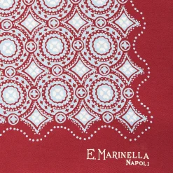 E.Marinella Pochette Da Taschino|POCHETTE DA TASCHINO IN SETA STAMPATA A MANO BORDEAUX Macrofantasia fiore