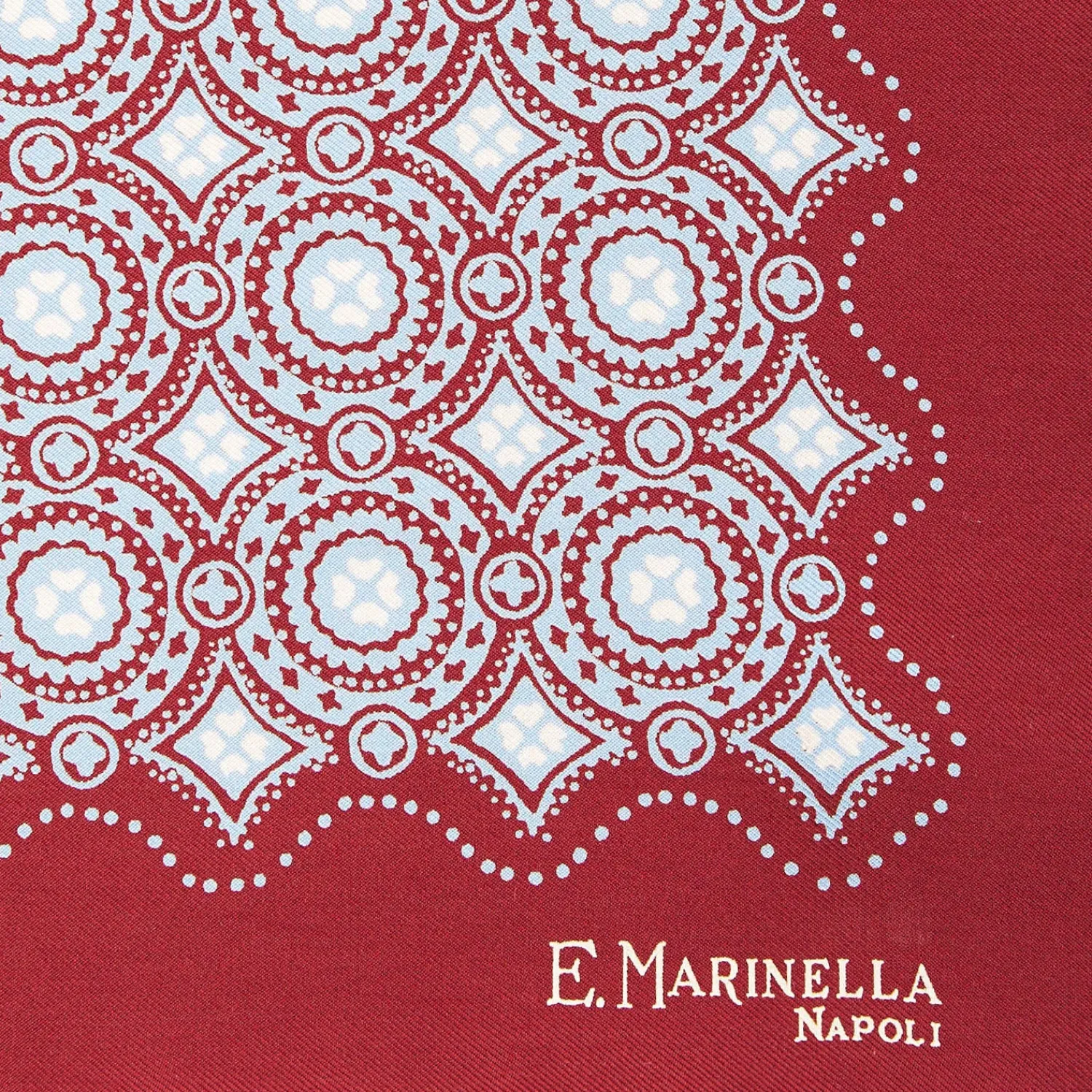 E.Marinella Pochette Da Taschino|POCHETTE DA TASCHINO IN SETA STAMPATA A MANO BORDEAUX Macrofantasia fiore