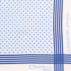 E.Marinella Pochette Da Taschino|POCHETTE DA TASCHINO IN SETA STAMPATA A MANO BIANCA Pois