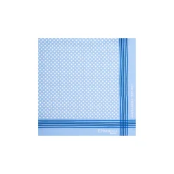 E.Marinella Pochette Da Taschino|POCHETTE DA TASCHINO IN SETA STAMPATA A MANO BLU SCURO Pois