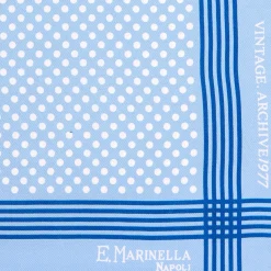 E.Marinella Pochette Da Taschino|POCHETTE DA TASCHINO IN SETA STAMPATA A MANO BLU SCURO Pois