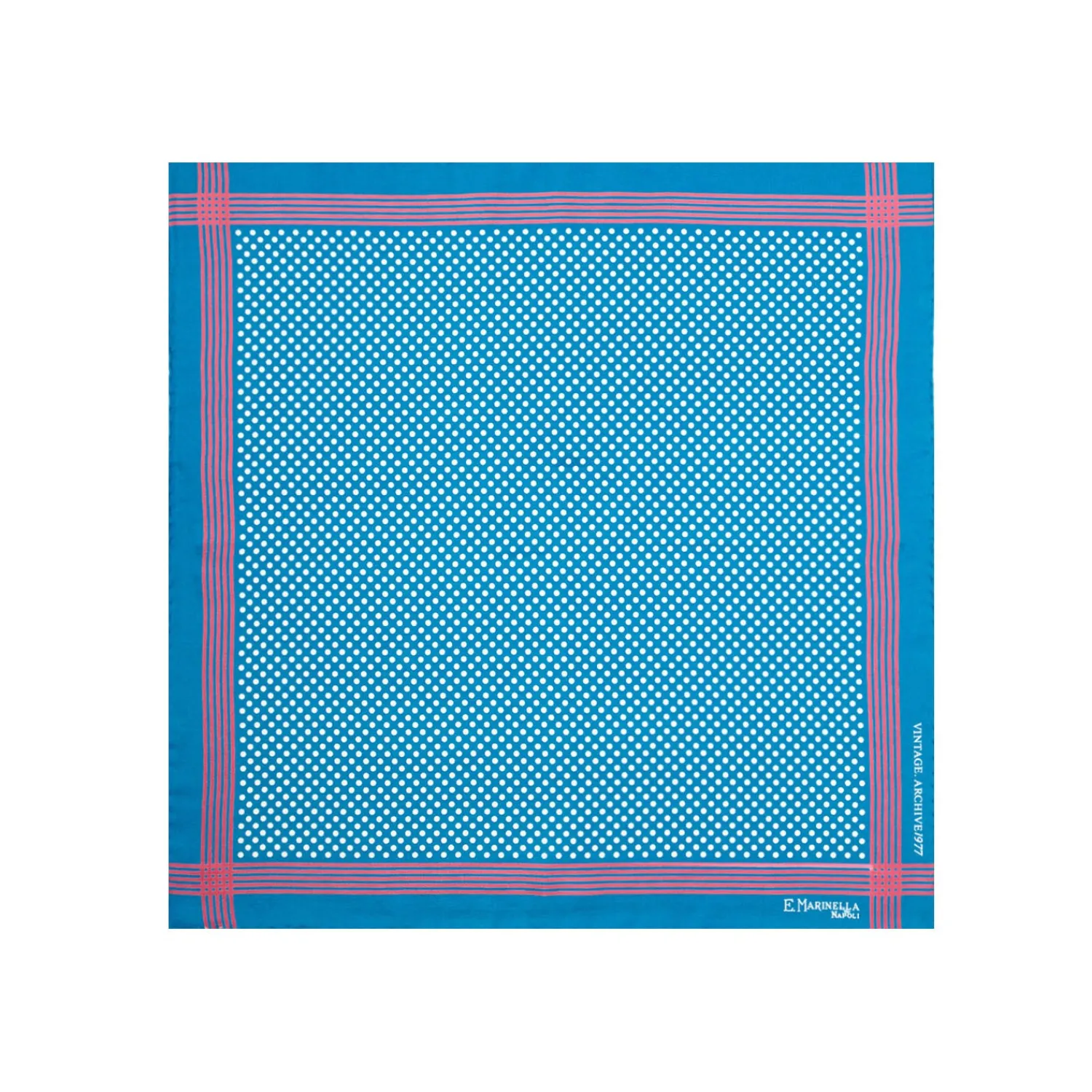 E.Marinella Pochette Da Taschino|POCHETTE DA TASCHINO IN SETA STAMPATA A MANO BLU SCURO Pois