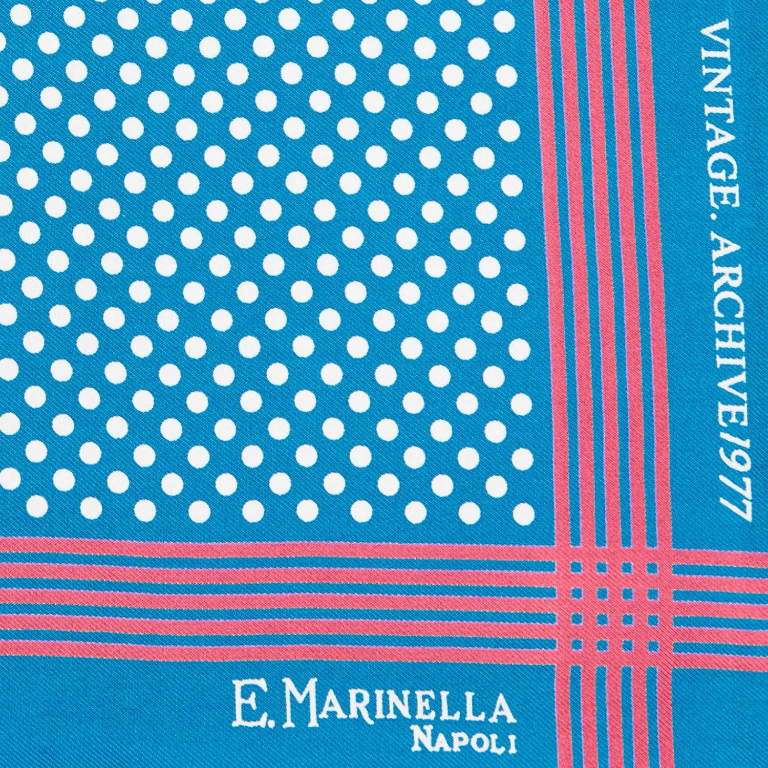 E.Marinella Pochette Da Taschino|POCHETTE DA TASCHINO IN SETA STAMPATA A MANO BLU SCURO Pois