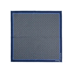 E.Marinella Pochette Da Taschino|POCHETTE DA TASCHINO IN SETA STAMPATA A MANO BLU SCURO Fantasia archivio 1971