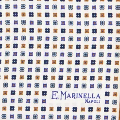 E.Marinella Pochette Da Taschino|POCHETTE DA TASCHINO IN SETA STAMPATA A MANO BIANCA Microfantasia fiore