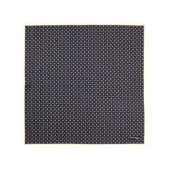 E.Marinella Pochette Da Taschino|POCHETTE DA TASCHINO IN SETA STAMPATA A MANO BLU SCURO Microfantasia fiore
