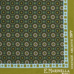 E.Marinella Pochette Da Taschino|POCHETTE DA TASCHINO IN SETA STAMPATA A MANO VERDE OLIVA Fantasia archivio 1971