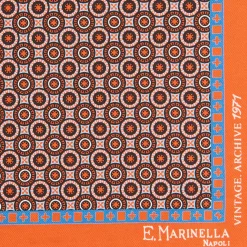E.Marinella Pochette Da Taschino|POCHETTE DA TASCHINO IN SETA STAMPATA A MANO ARANCIONE Fantasia archivio 1971