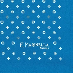 E.Marinella Pochette Da Taschino|POCHETTE DA TASCHINO IN SETA STAMPATA A MANO BLU MEDIO Microfantasia fiore