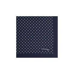 E.Marinella Pochette Da Taschino|POCHETTE DA TASCHINO IN SETA STAMPATA A MANO BLU SCURO Microfantasia fiore