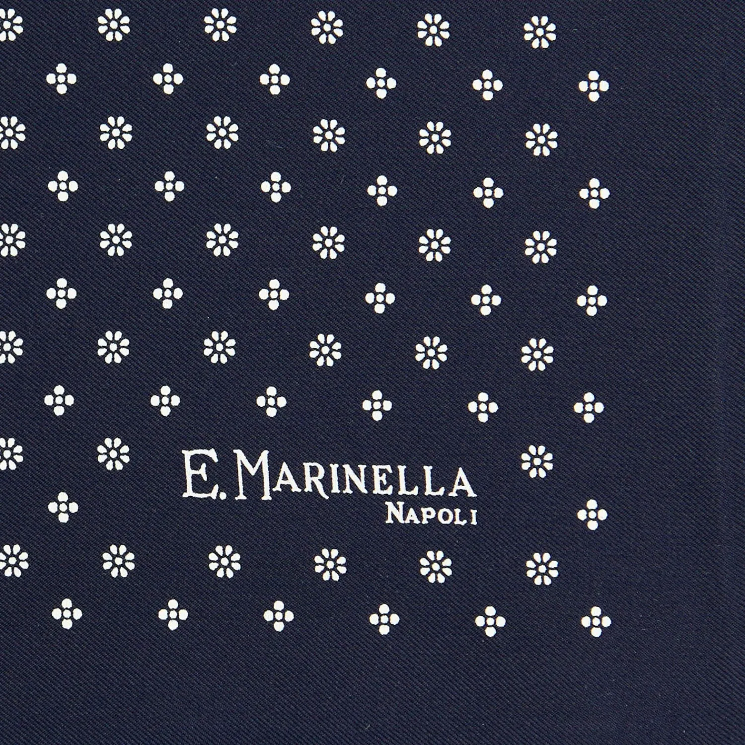 E.Marinella Pochette Da Taschino|POCHETTE DA TASCHINO IN SETA STAMPATA A MANO BLU SCURO Microfantasia fiore